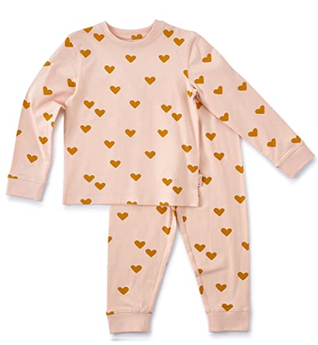 little label Zweiteiler Schlafanzug Baby Pyjama Set Mädchen Rosa Herzen-Print 86 von little label