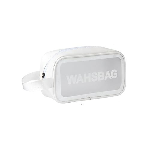 lmoikesz Kosmetika sicher und geschützt in transparenter Kosmetiktasche PU wasserdichter Organizer Reise groß Damen Up Produkte tragbar, Weiss, S von lmoikesz