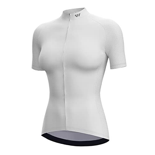 logas Damen Fahrrad Trikot Kurzarm Radtrikot Weiß Damen Rennrad Kleidung Shirt DREI Hintere Taschen von logas