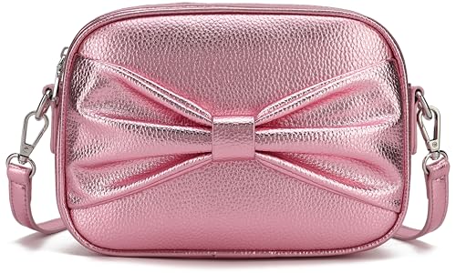 lola mae Kleine Umhängetasche, metallische Schleife, Akzent, Clutch, verstellbarer Riemen, kompakte leichte Handtasche, perfekt für den täglichen Gebrauch, Pink-769 von lola mae