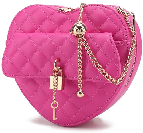 lola mae Umhängetasche in Herzform für Damen, mit Reißverschluss, Hot Pink-770, Small lola mae Umhängetasche in Herzform für Damen, mit Reißverschluss, Hot Pink-770, Small von lola mae