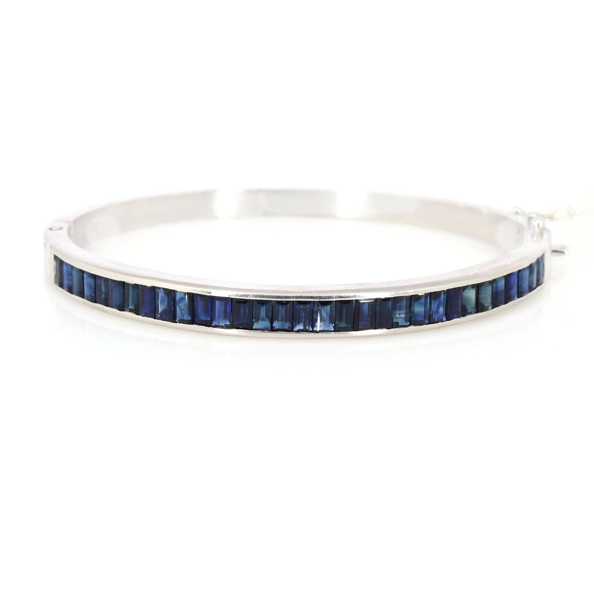 Baguette Cut Blau Saphir Armreif, Armband Für Frauen, 925 Sterling Silber, September Geburtsstein Schmuck, Geschenk Accessoires von londonjewellers