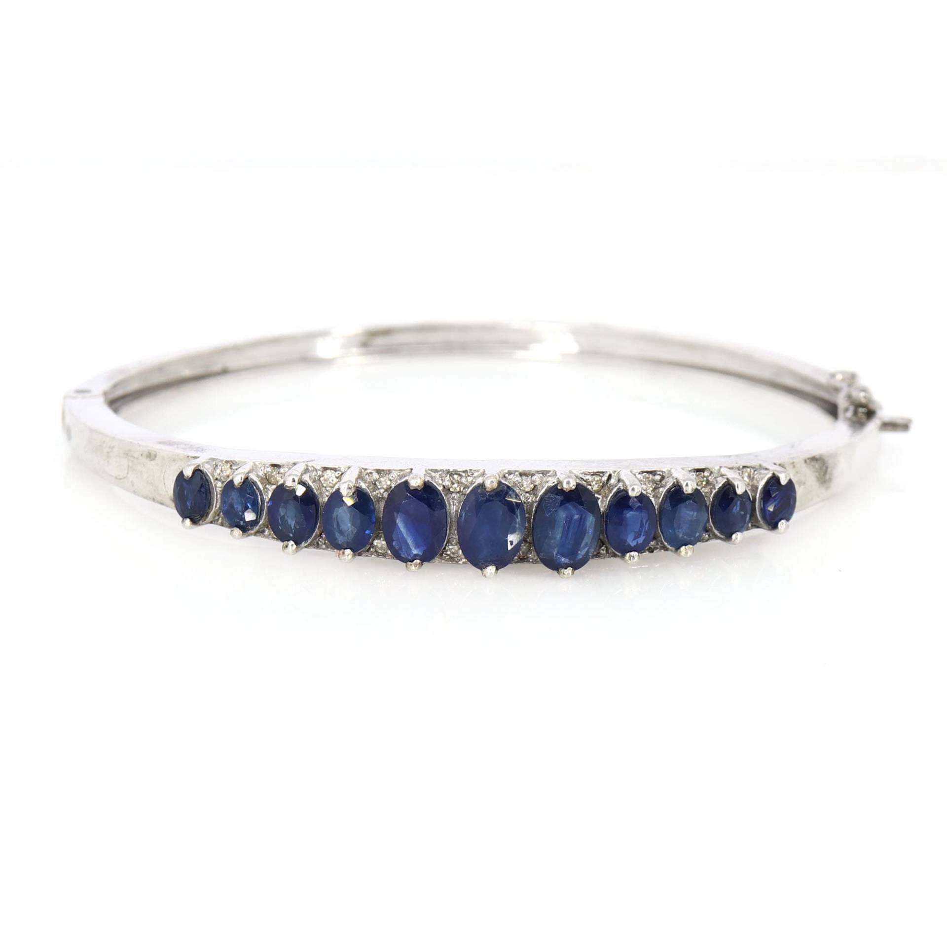 Brautschmuck Blauer Saphir & Diamant Armreif, Armband Für Frauen 925 Sterling Silber, September Geburtsstein Schmuck Geschenk Sie von londonjewellers