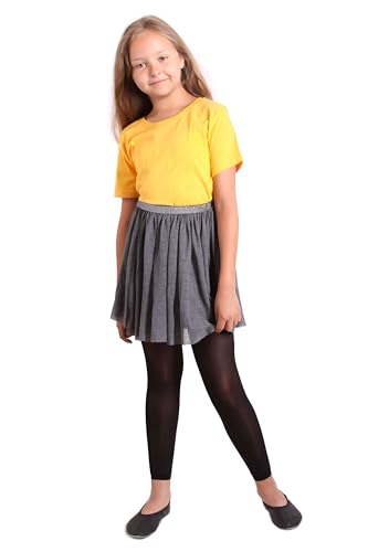 looksy Mädchen 7/8 Länge Fußlose Strumpfhose für Rock Kleid Tunika Dünne Leggings für kleine Dame Modische Kinder Ballett Gymnastik Schulhose, Alice, Nero 98/104 cm (3/4 Jahre) von looksy