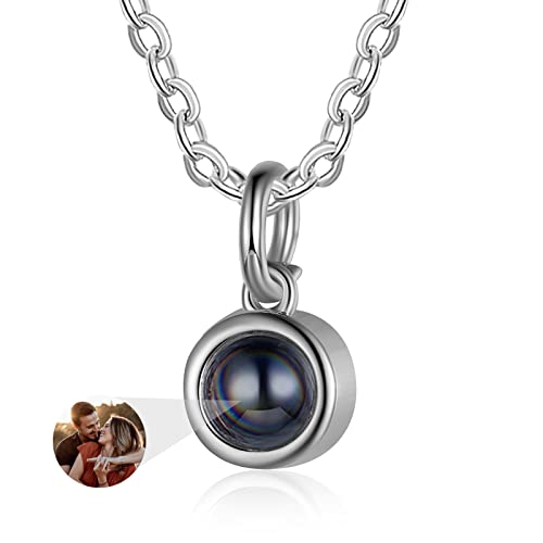 lorajewel Personalisiert Foto Projektion Halskette für Damen Kette mit Bild Anhänger Silber Vergoldet Kette Erinnerungs Schmuck Geschenk für Mutter Kind Kette Mutter und Tochter Silber… von lorajewel