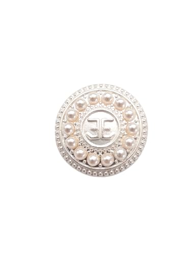 Brosche Magnetbrosche Schal Bekleidung Poncho Textilschmuck Perlen 3,5cm Silber Matt von lordies