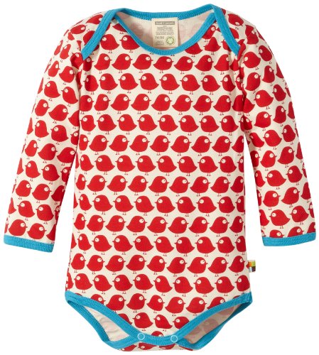 loud + proud Unisex - Baby Body, Tierdruck 202, Gr. 62/68, Rot (Tomato) von loud + proud