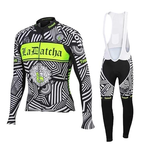 louizumify Performance Herren Radfahren Langarm-Set mit 3 Taschen Feuchtigkeit Wick Fleece gepolstert reflektierende Hosen von louizumify