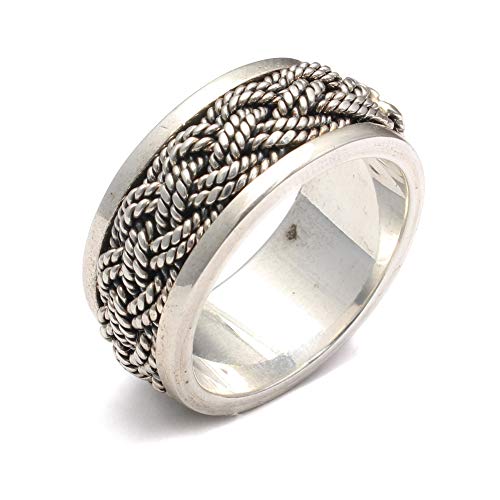 Herren Ring Seil Ornament, 925 Sterling Silber massiv, Biker Schmuck Männer, Partner Silberring oxidiert, Herrenschmuck drehbar von loveyourdiamonds