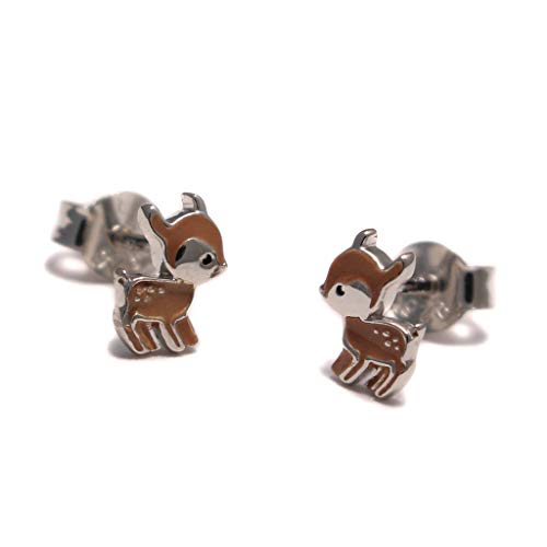 Rehkitz Ohrstecker 925 Sterling Silber, Reh Kinder Schmuck, Kinderschmuck Silber, Tier Silberohrstecker nickelfrei von loveyourdiamonds