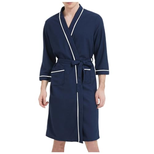 Herren Bademantel Leicht, Hautfreundlich Dünner Weich Waffelstoff Morgenmantel Saunamantel Elegant mit Gürtel Lang Große Größen Nachtwäsche Kimono Robe mit 2 Taschen Reisebademantel Bademantel Herren Bademantel Leicht, Hautfreundlich Dünner Weich Waffelstoff Morgenmantel Saunamantel Elegant mit Gürtel Lang Große Größen Nachtwäsche Kimono Robe mit 2 Taschen Reisebademantel Bademantel von lozssnigzi