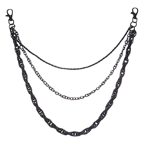 Coole schwarze Hosenkette Punk Gürtel Ketten Hip Hop Taille Kette Geldbörse Kette Körperschmuck für Männer Frauen Hosen Jeans 1 Pack, Einheitsgröße, Nicht-Edelstein, Ohne Edelstein von luchike