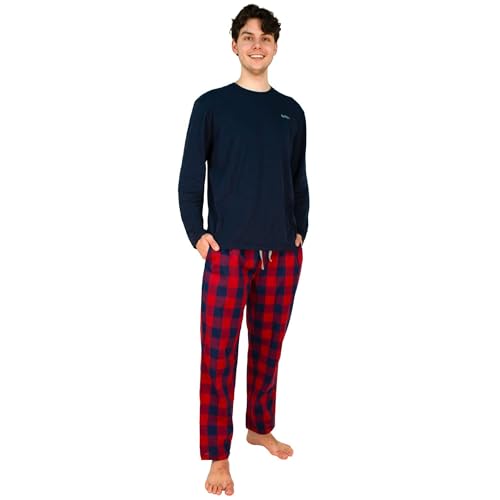lunon Fleece Schlafanzug Herren lang, Pyjama Set, Langarm, Pijama for Men, Zeitloses Design, geeignet für Winter und Sommer (2-teiliges Set, M) von lunon