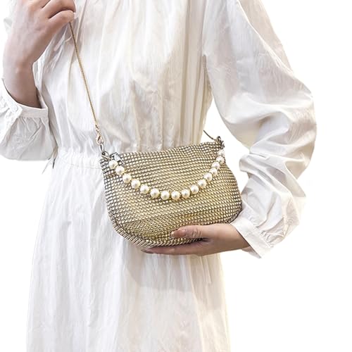 lxuebaix 2024 NEUE Abendtasche für Mädchen Frauen Strass Perle Griff Schulter Tasche Party Bankett Hochzeit Clutch Handtasche Kette Tasche von lxuebaix