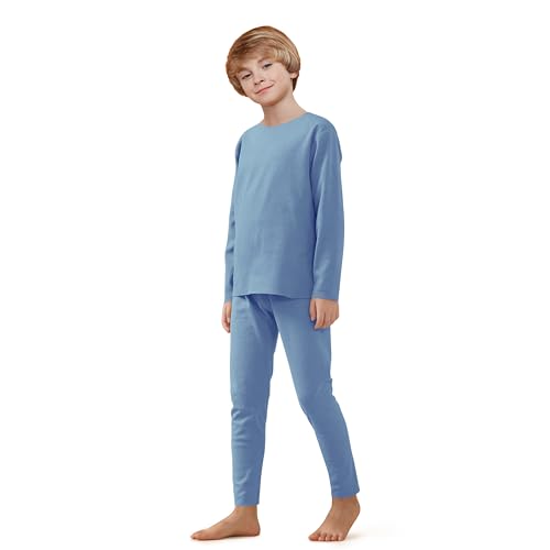 Maisite Thermounterwäsche Kinder Set - unisex nahtlose Funktionsunterwäsche mit langärmligem Oberteil & Unterhose (blau, 150cm) von maisite