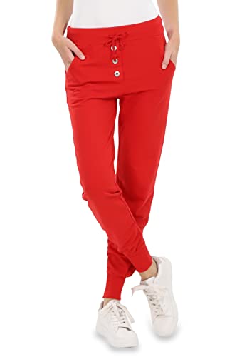 Malito - Damen Jogginghose im Classic Look - Sporthose in Unifarben - Baggy zum Tanzen - Sweatpants - Trainingshose 8021-G (rot M) von malito more than fashion