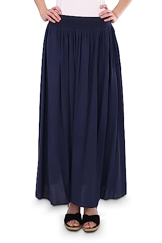 Malito Damen Maxi Rock, Langer Rock Blickdicht, Sommerrock mit elastischem Bund - 2203 (dunkelblau) von malito more than fashion