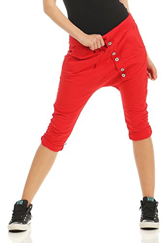 Malito – Damen Jogginhose – Kurze Haremshose aus Baumwolle – Baggy Sweatpants zum Tanzen & Chillen – Aladinhose für Frauen 8015 (Rot) von malito more than fashion