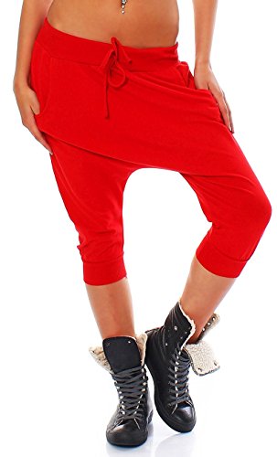 Malito - Damen Haremshose - Kurze lässige Boyfriend Hose - Jogginghose in Unifarben für Sport & Freizeit - Pants 20026 OneSize (rot) von malito more than fashion