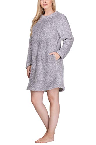 maluuna Damen Kuschelkleid aus super weichem Fleece, Farbe:Offwhite/braun, Größe:L von maluuna