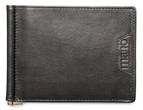 mano Don Marco Dollarclip Geldbörse – Herren Damen Leder Clipgeldbörse - Credit Card Holder Wallet, Schwarz von mano