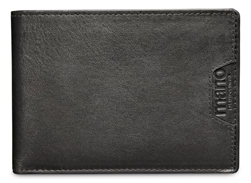 Mano Don Marco Geldbörse mit Klappe Leder - Portemonnaie Herren Damen Querformat Schwarz - Geldbeutel Portmonee Wallet Brieftasche Portmonaise von mano