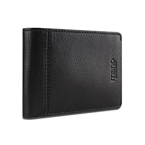 mano Don Montez Geldbörse mit Klappe Leder - Portemonnaie Herren Damen Querformat Schwarz - Geldbeutel Portmonee Wallet Brieftasche Portmonaise von mano