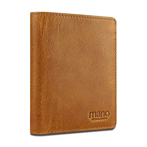 mano Don Pietro Geldbörse mit Klappe Leder - Portemonnaie Herren Damen Hochformat Cognac - Geldbeutel Portmonee Wallet Brieftasche Portmonaise von mano