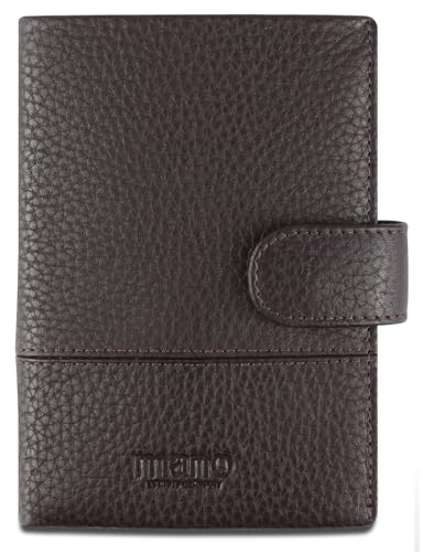 Mano Don Tommas Geldbörse mit Klappe Leder - Portemonnaie Herren Damen Hochformat Braun - Geldbeutel Portmonee Wallet Brieftasche Portmonaise von mano