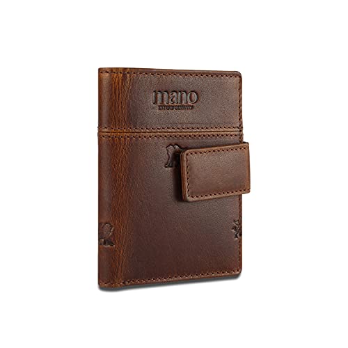 mano Don Leon Kartenetui Geldbörse – Herren Leder Kreditkartenbörse - Credit Card Holder Wallet, Braun von mano