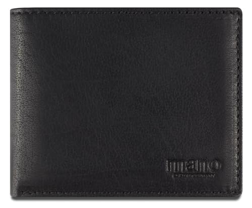 mano Don Simon Geldbörse Herren Leder mit Klappe – Portemonnaie Herren Querformat in Schwarz – Geldbeutel Portmonee Wallet Brieftasche Männer von mano