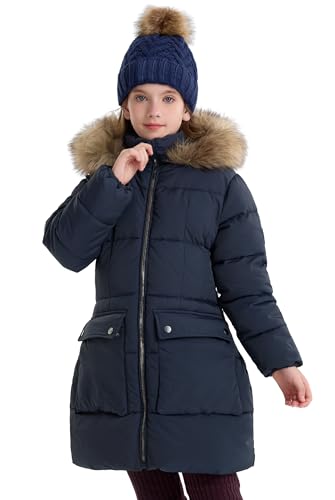 maoo Garten Mädchen Puffer Wintermantel Faux-Daunen Schwergewicht Schnee Parka Fuzzy-Pelz-Futter Kapuze Wasserdicht lange Jacke Marine 12Y maoo Garten Mädchen Puffer Wintermantel Faux-Daunen Schwergewicht Schnee Parka Fuzzy-Pelz-Futter Kapuze Wasserdicht lange Jacke Marine 12Y von maoo garden