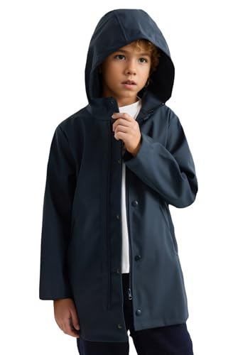 maoo garden Jungen Regenjacke Leichte Kinder Wasserdichter Regenmantel Baumwollgefüttert Kapuzen-Windbreaker 2111 Marine 11-12Y von maoo garden