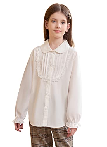 maoo garden Mädchen weiße Bluse Rüschen Frühling Langarm Baumwolle Button Down Uniform Hemden 134 maoo garden Mädchen weiße Bluse Rüschen Frühling Langarm Baumwolle Button Down Uniform Hemden 134 von maoo garden