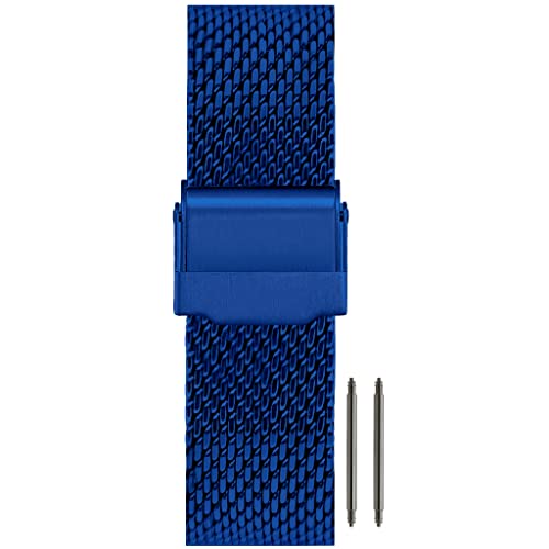 masar 20mm Set Premium Big Mesh 1mm - Milanese armband, Uhrenarmband 20 mm, Watch, Milanaise Blau/Blue von masar