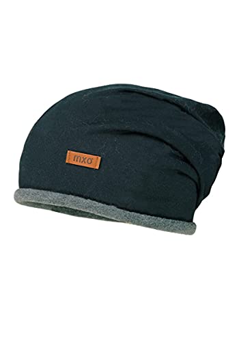 maximo Jungen Wendebeanie, Dilan-Beanie Long, schwarz/Mittelgrau, Gr. 53 von maximo