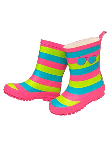 maximo Mädchen Gummistiefel, Kindergummistiefel, Streifen, matt, pink/blau/grün mit Motiv Sonnenbrille (25) von maximo