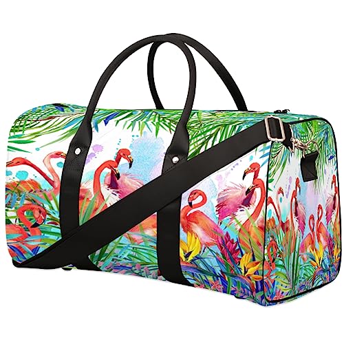 Aquarell-Sommer-Blumen-Reisetasche, faltbar, Sporttasche, Turnbeutel, Wochenendtasche, Workout-Tasche, Übernachtung, Schultertasche, Handgepäck, Grifftasche für Damen und Herren, metallisch von meathur