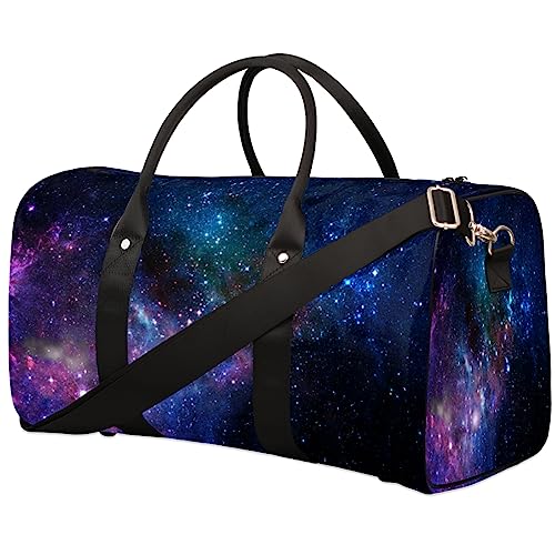 Cosmic Starry Nebula Reisetasche Faltbare Sporttasche Turnbeutel Weekender Bag Workout Tasche Übernachtung Schultertasche Handgepäck Griff Tasche für Frauen Herren, metallisch von meathur