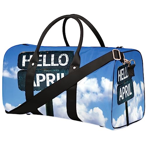 Hello April Reisetasche Faltbare Sporttasche Turnbeutel Weekender Tasche Workout Tasche Übernachtung Schultertasche Handgepäck Griff Tasche für Frauen Herren, metallisch von meathur