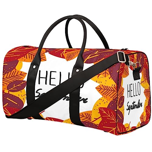 Hello September Reisetasche Faltbare Sporttasche Turnbeutel Weekender Tasche Workout Tasche Übernachtung Schultertasche Handgepäck Griff Tasche für Frauen Herren, metallisch von meathur