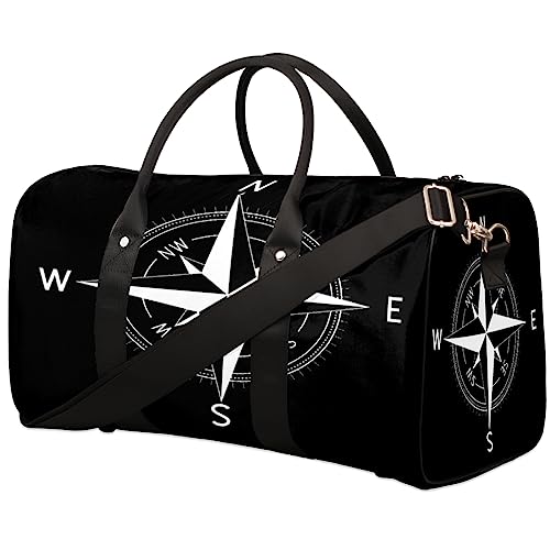 Kompass Reisetasche Faltbare Sporttasche Turnbeutel Weekender Tasche Workout Tasche Übernachtung Schultertasche Handgepäck Griff Tasche für Frauen Herren, metallisch von meathur