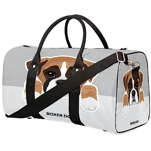 Niedliche Boxer-Reisetasche für Hunde, faltbar, Sporttasche, Turnbeutel, Wochenendtasche, Workout-Tasche, Übernachtung, Umhängetasche, Handgepäck, Grifftasche für Damen und Herren, metallisch von meathur