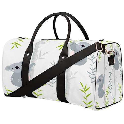 Niedliche Koala-Reisetasche aus Bambus, faltbar, Sporttasche, Turnbeutel, Wochenendtasche, Workout-Tasche, Übernachtung, Umhängetasche, Handgepäck, Grifftasche für Damen und Herren, metallisch von meathur