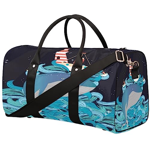Sea Wave Ocean Reisetasche Faltbare Sporttasche Turnbeutel Weekender Bag Workout Tasche Übernachtung Schultertasche Handgepäck Griff Tasche für Frauen Herren, metallisch von meathur