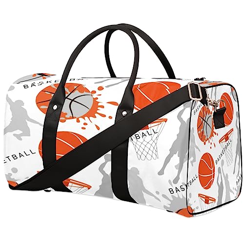 Sport-Basketballplatz, Reisetasche, faltbar, Sporttasche, Turnbeutel, Wochenendtasche, Workout-Tasche, Übernachtung, Umhängetasche, Handgepäck, Grifftasche für Damen und Herren, metallisch von meathur