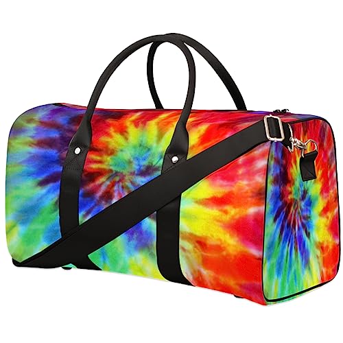 Tie Dye Reisetasche Faltbare Sporttasche Turnbeutel Weekender Tasche Workout Tasche Übernachtung Schultertasche Handgepäck Griff Tasche für Frauen Herren, metallisch von meathur