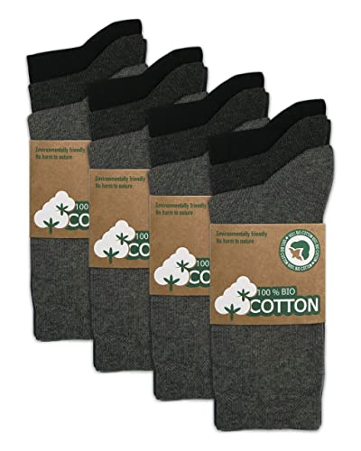 mehrstrumpf Herren & Damen 100% Bio-Anbau Socken mit Komfortbund ohne Naht (12 Paar) Grau 35-38 von mehrstrumpf