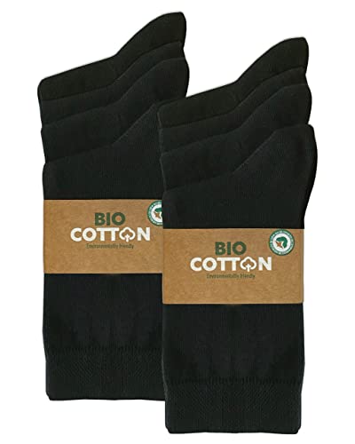 mehrstrumpf Kinder 100% Bio-Anbau Socken Jungen & Mädchen Baumwolle ohne Naht (8 Paar) Schwarz 23-26 von mehrstrumpf