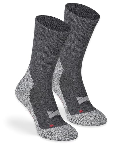 mehrstrumpf x XTREME Wandersocken Outdoor Hiking Trekking Anti-Blasen Polsterung Damen & Herren Allwetter Coolmax Atmungsaktiv (2 Paar) Anthrazit 42-45 von mehrstrumpf